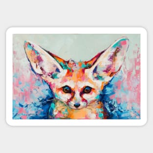 Conceptual abstract painting of a fennec muzzle. Sticker